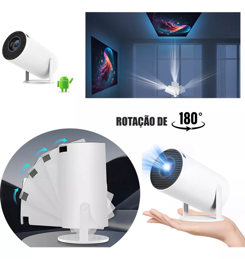 Projetor Data Show Android Smart Portátil Wifi Bluetooth Usb Cor Branco 110v/220v